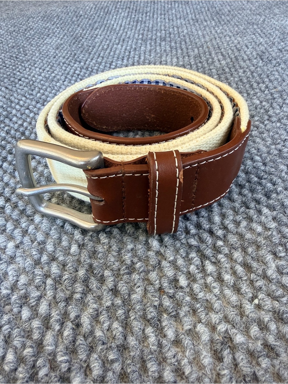 Peter Millar Kiawah Island Golf Resort Oak Tree Canvas Leather Belt Size 40